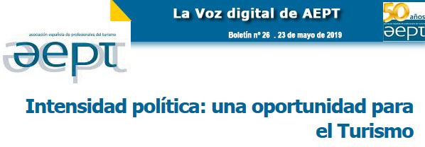 cabecero del boletín: Intensidad política: una oportunidad para el Turismo